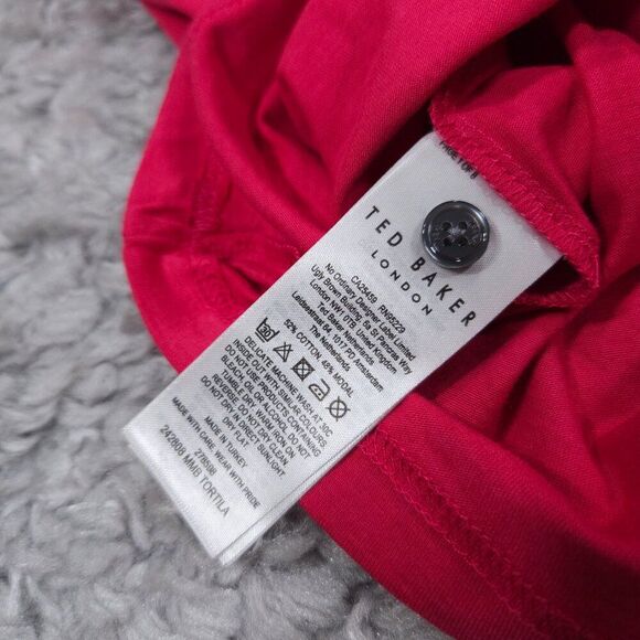 Ted Baker Tortila Slim Fit Tipped Pocket Cotton Modal Polo Deep Pink Large 4 - Picture 5 of 11